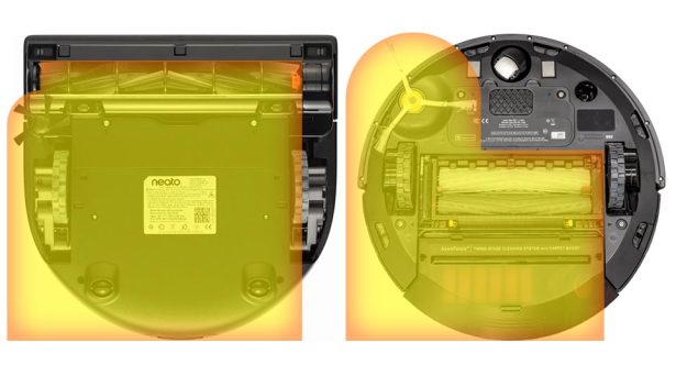 Comparazione spazzole Neato Botvac D7 vs Roomba 980 (retro)